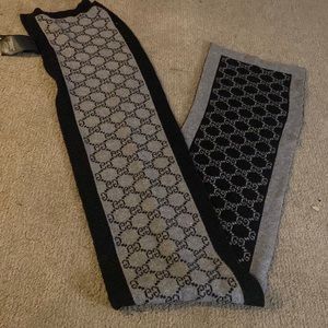 Black and grey Gucci Scarf.